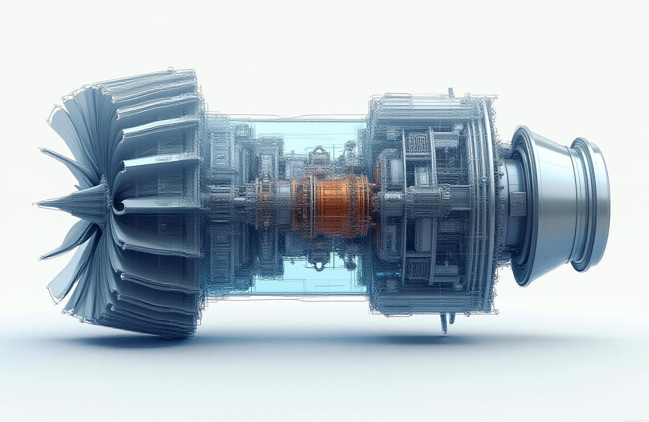 Detail drawing of a gas turbine assembly